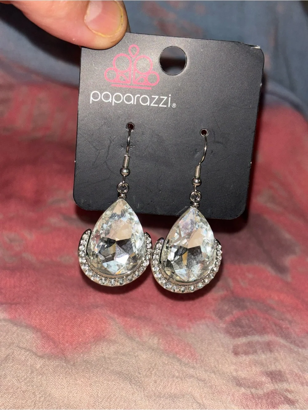 Paparazzi Sparkling Clear Teardrop Dangle Earrings